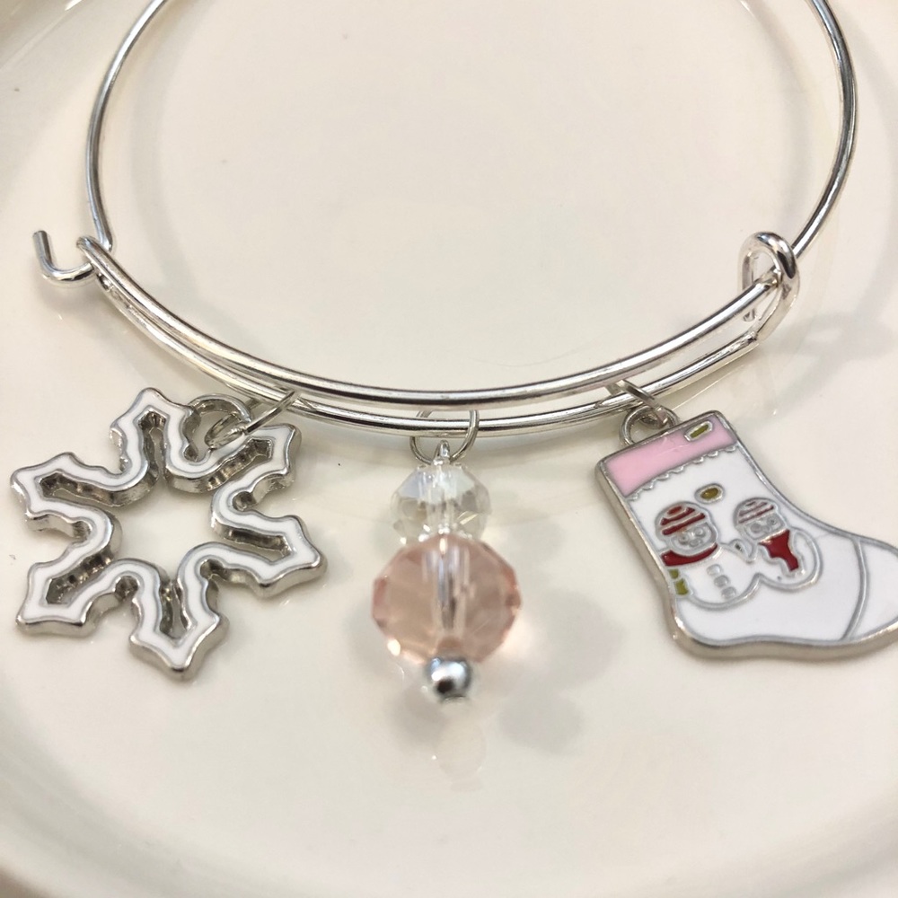Christmas Bangle Bracelet Stocking & Snowflake S/M